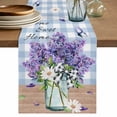 thumbnail image 1 of Table Runner 72 Inches Long for Kitchen Dining, Purple Lavender Dresser Scarf Farmhouse, Dining Table Decorations for Wedding/Parties, Spring Daisy Butterfly Plants Watercolor Blue 14 x 72 In, 1 of 8