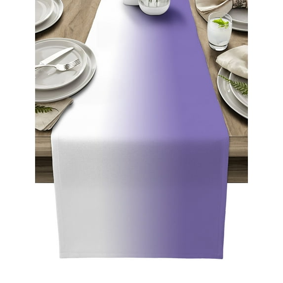 Table Runner 72 Inches Long for Kitchen Dining, Purple White Ombre Dresser Scarf Farmhouse, Dining Table Decorations for Wedding/Parties, Purple Gradient Color Modern Abstract Art 14 x 72 In