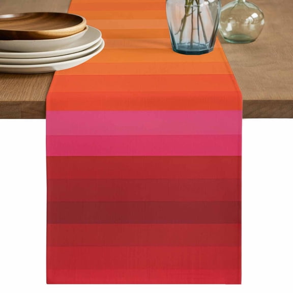 Table Runner 72 Inches Long for Kitchen Dining, Rainbow Striped Dresser Scarf Farmhouse, Dining Table Decorations for Wedding/Parties, Colorful Gradients Modern Abstract Art 13 x 72 In