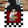 thumbnail image 1 of Table Runner 72 Inches Long for Kitchen Dining, Red Black Chef Dresser Scarf Farmhouse, Dining Table Decorations for Wedding/Parties, Cartoon Cute Watercolor Cooking Plaid 14 x 72 In, 1 of 8