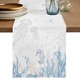 thumbnail image 1 of Table Runner 72 Inches Long for Kitchen Dining, Seahorse Coastal Dresser Scarf Farmhouse, Dining Table Decorations for Wedding/Parties, Summer Beach Ocean Nautical Coral 16 x 72 In, 1 of 8