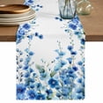 thumbnail image 1 of Table Runner 72 Inches Long for Kitchen Dining, Spring Blue Floral Dresser Scarf Farmhouse, Dining Table Decorations for Wedding/Parties, Farmhouse Weeping Floral Leaves 14 x 72 In, 1 of 8