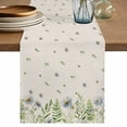 thumbnail image 1 of Table Runner 72 Inches Long for Kitchen Dining, Spring Botanical Dresser Scarf Farmhouse, Dining Table Decorations for Wedding/Parties, Rustic Pastoral Daisy Leaves Burlap 13 x 72 In, 1 of 8