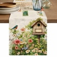 thumbnail image 1 of Table Runner 72 Inches Long for Kitchen Dining, Spring Floral Dresser Scarf Farmhouse, Dining Table Decorations for Wedding/Parties, Birds Cabin Daisy Watercolor Botanical Farmhouse 13 x 72 In, 1 of 8