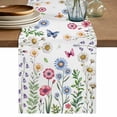 thumbnail image 1 of Table Runner 72 Inches Long for Kitchen Dining, Spring Floral Dresser Scarf Farmhouse, Dining Table Decorations for Wedding/Parties, Pink Blue Flowers Botanical Butterflies 18 x 72 In, 1 of 8