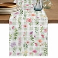 thumbnail image 1 of Table Runner 72 Inches Long for Kitchen Dining, Spring Floral Dresser Scarf Farmhouse, Dining Table Decorations for Wedding/Parties, Pink Flowers Green Plaid Pastoral 13 x 72 In, 1 of 8