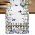 thumbnail image 1 of Table Runner 72 Inches Long for Kitchen Dining, Spring Purple Flowers Dresser Scarf Farmhouse, Dining Table Decorations for Wedding/Parties, Farmhouse Leaves Fences Watercolor 14 x 72 In, 1 of 8