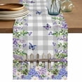 thumbnail image 1 of Table Runner 72 Inches Long for Kitchen Dining, Spring Purple Flowers Dresser Scarf Farmhouse, Dining Table Decorations for Wedding/Parties, Farmhouse Leaves Fences Gray Plaid 14 x 72 In, 1 of 8
