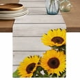 thumbnail image 1 of Table Runner 72 Inches Long for Kitchen Dining, Spring Sunflowers Dresser Scarf Farmhouse, Dining Table Decorations for Wedding/Parties, Yellow Floral Turquoise Farmhouse Grey Wooden 14 x 72 In, 1 of 8