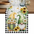 thumbnail image 1 of Table Runner 72 Inches Long for Kitchen Dining, Sunflower Gnomes Dresser Scarf Farmhouse, Dining Table Decorations for Wedding/Parties, Spring Farmhouse Daisy Leaf Wooden Grain 16 x 72 In, 1 of 8