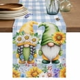 thumbnail image 1 of Table Runner 72 Inches Long for Kitchen Dining, Sunflowers Dresser Scarf Farmhouse, Dining Table Decorations for Wedding/Parties, Spring Gnomes Daisy Hydrangea Flowers Blue Plaid 16 x 72 In, 1 of 8