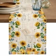 thumbnail image 1 of Table Runner 72 Inches Long for Kitchen Dining, Sunflowers Dresser Scarf Farmhouse, Dining Table Decorations for Wedding/Parties, Yellow Floral Bees Green Leaves Watercolor 18 x 72 In, 1 of 8
