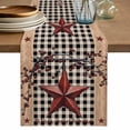 thumbnail image 1 of Table Runner 72 Inches Long for Kitchen Dining, Texas Star Farmhouse Dresser Scarf Farmhouse, Dining Table Decorations for Wedding/Parties, Rustic Black Plaid Berry Wooden 18 x 72 In, 1 of 8