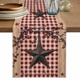 thumbnail image 1 of Table Runner 72 Inches Long for Kitchen Dining, Texas Star Farmhouse Dresser Scarf Farmhouse, Dining Table Decorations for Wedding/Parties, Rustic Red Plaid Berry Wooden 13 x 72 In, 1 of 8