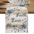 thumbnail image 1 of Table Runner 72 Inches Long for Kitchen Dining, Vintage Country Dresser Scarf Farmhouse, Dining Table Decorations for Wedding/Parties, Blue Rustic Texas Star Vines Wooden Grain 14 x 72 In, 1 of 8