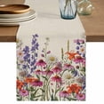 thumbnail image 1 of Table Runner 72 Inches Long for Kitchen Dining, Watercolor Floral Dresser Scarf Farmhouse, Dining Table Decorations for Wedding/Parties, Spring Daisy Lily Lavender Garden Beige 18 x 72 In, 1 of 8