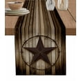 thumbnail image 1 of Table Runner 72 Inches Long for Kitchen Dining, Western Star Retro Dresser Scarf Farmhouse, Dining Table Decorations for Wedding/Parties, Vintage Brown Wood Barn 16 x 72 In, 1 of 9