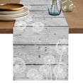 thumbnail image 1 of Table Runner 72 Inches Long for Kitchen Dining, White Dandelion Dresser Scarf Farmhouse, Dining Table Decorations for Wedding/Parties, Spring Flowers Plants Vintage Gray Wood 13 x 72 In, 1 of 8