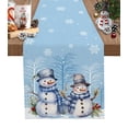 thumbnail image 1 of Table Runner 72 Inches Long for Kitchen Dining, Winter Blue Snowman Christmas Dresser Scarf Farmhouse, Dining Table Decorations for Wedding/Parties, Snowflake Xmas Tree 18 x 72 In, 1 of 9