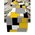 thumbnail image 1 of Table Runner 72 Inches Long for Kitchen Dining, Yellow Grey Black Geometric Dresser Scarf Farmhouse, Dining Table Decorations for Wedding/Parties, Middle Century Art Abstract Aesthetics 18 x 72 In, 1 of 9