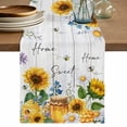thumbnail image 1 of Table Runner 72 Inches Long for Kitchen Dining, Yellow Sunflowers Dresser Scarf Farmhouse, Dining Table Decorations for Wedding/Parties, Elegant Pastoral Floral Watercolor Wooden 18 x 72 In, 1 of 8