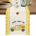 thumbnail image 1 of Table Runner 72 Inches Long for Kitchen Dining, Yellow Truck Dresser Scarf Farmhouse, Dining Table Decorations for Wedding/Parties, Spring Bees Daisy Car Star Buffalo Plaid Lines 14 x 72 In, 1 of 8
