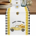 thumbnail image 1 of Table Runner 72 Inches Long for Kitchen Dining, Yellow Truck Dresser Scarf Farmhouse, Dining Table Decorations for Wedding/Parties, Spring Bees Daisy Honey Black Buffalo Lattice 13 x 72 In, 1 of 8