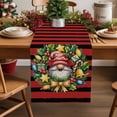 thumbnail image 1 of Table Runner 36 Inch Long - Christmas Santa Dwarf WreathDecorative Table Scarf,Classic Red Black StripesDining Table Runners for Wedding Party Kitchen Dining Tables, 1 of 9