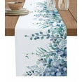 thumbnail image 1 of Table Runner 90 Inch Long - Country Eucalyptus LeavesDecorative Table Scarf,Watercolor Teal Green LeafDining Table Runners for Wedding Party Kitchen Dining Tables, 1 of 7