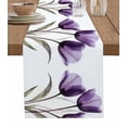 thumbnail image 1 of Table Runner 90 Inch Long - Purple Tulip Green LeavesDecorative Table Scarf,Still Life FloralDining Table Runners for Wedding Party Kitchen Dining Tables, 1 of 7