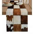 thumbnail image 1 of Table Runner 90 Inch Long - Rustic Cow Animal FurDecorative Table Scarf,Farmhouse Leather Brown WhiteDining Table Runners for Wedding Party Kitchen Dining Tables, 1 of 7