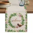 thumbnail image 1 of Table Runner - 90 Inch Long, Spring Botanical Kitchen Dining Table Runner Dresser Scarves, Garden Birds Floral Leaves Rustic Burlap Farmhouse Decor for Coffee Tables Wedding Party Banquet, 1 of 8