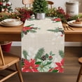 thumbnail image 1 of Table Runner 36 Inch Long - Vintage Christmas Pine NeedlesDecorative Table Scarf,Red Flowers on LinenDining Table Runners for Wedding Party Kitchen Dining Tables, 1 of 9
