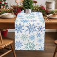 thumbnail image 1 of Table Runner 36 Inch Long - Watercolor Winter SnowflakeDecorative Table Scarf,Blue Green Seamless SnowflakesDining Table Runners for Wedding Party Kitchen Dining Tables, 1 of 9