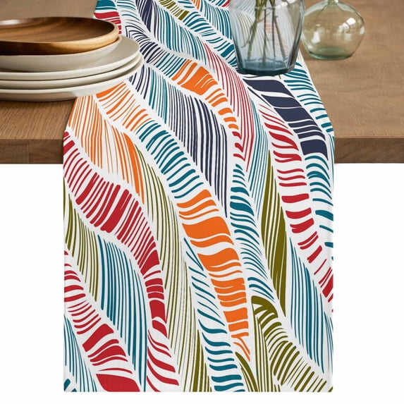 Table Runner 90 Inches Long for Kitchen Dining, Abstract Beach Dresser Scarf Farmhouse, Dining Table Decorations for Wedding/Parties, Summer Colorful Coastal Ocean Sea Wave 13 x 90 In