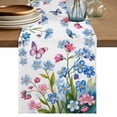 thumbnail image 1 of Table Runner 90 Inches Long for Kitchen Dining, Blue Spring Floral Dresser Scarf Farmhouse, Dining Table Decorations for Wedding/Parties, Pink Flowers Butterfly Pastoral 13 x 90 In, 1 of 8