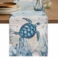 thumbnail image 1 of Table Runner 90 Inches Long for Kitchen Dining, Blue Turtle Coastal Dresser Scarf Farmhouse, Dining Table Decorations for Wedding/Parties, Nautical Beach Sea Ocean Coral 13 x 90 In, 1 of 8