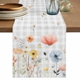 thumbnail image 1 of Table Runner 90 Inches Long for Kitchen Dining, Botanical Wildflowers Dresser Scarf Farmhouse, Dining Table Decorations for Wedding/Parties, Spring Farmhouse Floral Grey Plaid 13 x 90 In, 1 of 8