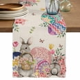 thumbnail image 1 of Table Runner 90 Inches Long for Kitchen Dining, Bunny Easter Dresser Scarf Farmhouse, Dining Table Decorations for Wedding/Parties, Eggs Spring Floral Butterfly Leaves Rustic 13 x 90 In, 1 of 8