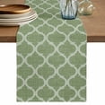 thumbnail image 1 of Table Runner 90 Inches Long for Kitchen Dining, Green Moroccan Dresser Scarf Farmhouse, Dining Table Decorations for Wedding/Parties, Morocco Boho Ethnic Abstract Geometric 13 x 90 In, 1 of 8
