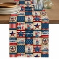 thumbnail image 1 of Table Runner 90 Inches Long for Kitchen Dining, Independence Day Dresser Scarf Farmhouse, Dining Table Decorations for Wedding/Parties, Country Retro Gnomes Star Usa Flag 13 x 90 In, 1 of 8