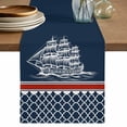 thumbnail image 1 of Table Runner 90 Inches Long for Kitchen Dining, Navy Blue Coastal Dresser Scarf Farmhouse, Dining Table Decorations for Wedding/Parties, Nautical Ocean Sea Abstract Art 13 x 90 In, 1 of 8