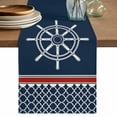 thumbnail image 1 of Table Runner 90 Inches Long for Kitchen Dining, Navy Blue Coastal Dresser Scarf Farmhouse, Dining Table Decorations for Wedding/Parties, Nautical Ocean Sea Rudder Abstract Art 13 x 90 In, 1 of 8