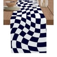 thumbnail image 1 of Table Runner 90 Inches Long for Kitchen Dining, Navy Blue White Checkered Dresser Scarf Farmhouse, Dining Table Decorations for Wedding/Parties, Modern Irregular Geometric 13 x 90 In, 1 of 9