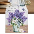 thumbnail image 1 of Table Runner 90 Inches Long for Kitchen Dining, Purple Lavender Dresser Scarf Farmhouse, Dining Table Decorations for Wedding/Parties, Spring Floral Daisy Butterfly Leaves Gray 13 x 90 In, 1 of 8