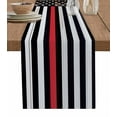 thumbnail image 1 of Table Runner 90 Inches Long for Kitchen Dining, Red American Flag Dresser Scarf Farmhouse, Dining Table Decorations for Wedding/Parties, Black White Stripe US Flag Retro Wooden 13 x 90 In, 1 of 9