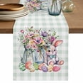 thumbnail image 1 of Table Runner 90 Inches Long for Kitchen Dining, Spring Easter Dresser Scarf Farmhouse, Dining Table Decorations for Wedding/Parties, Colorful Cute Rabbits Eggs Flowers Green Plaid 13 x 90 In, 1 of 8