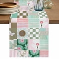 thumbnail image 1 of Table Runner 90 Inches Long for Kitchen Dining, Spring Floral Checkered Dresser Scarf Farmhouse, Dining Table Decorations for Wedding/Parties, Turquoise Pink Buffalo Plaid 13 x 90 In, 1 of 8