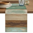 thumbnail image 1 of Table Runner 90 Inches Long for Kitchen Dining, Teal Brown Dresser Scarf Farmhouse, Dining Table Decorations for Wedding/Parties, Farmhouse Rustic Wooden Plank Board 13 x 90 In, 1 of 8