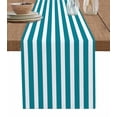 thumbnail image 1 of Table Runner 90 Inches Long for Kitchen Dining, Teal Striped Dresser Scarf Farmhouse, Dining Table Decorations for Wedding/Parties, Simple Art Vertical Stripe Farmhouse 13 x 90 In, 1 of 8